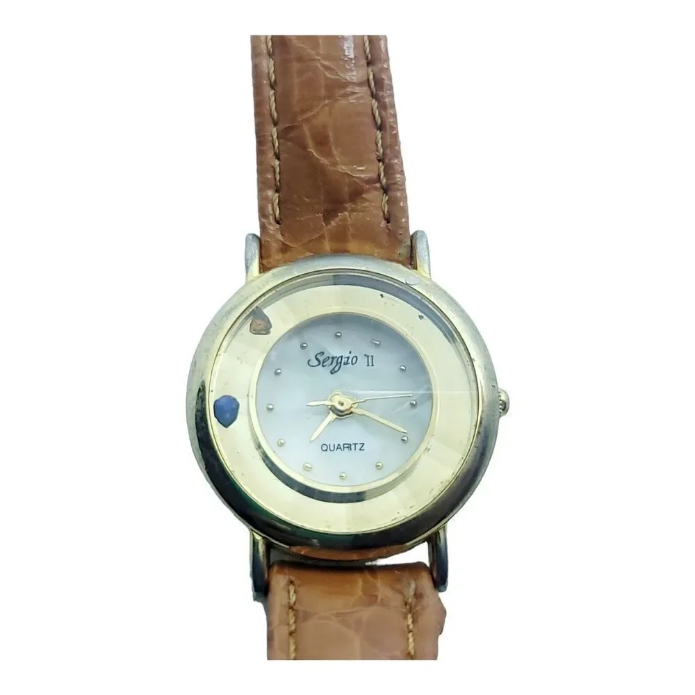 Vintage Sergio II Quartz F-BDDCJ Brown Lesther‎ Women's Watch